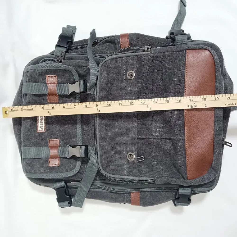 WITZMAN Canvas Travel Backpack for Men Large Laptop Upgraded/19 inch, Charcoal